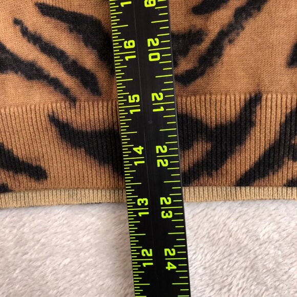 Chaps Womens Knit Sweater Large Brown Tiger Keyhole Neck 100% Cotton Preppy - Picture 3 of 12